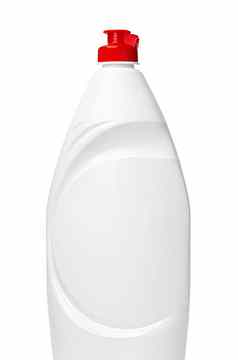 白色塑料瓶洗液体孤立的白色背景