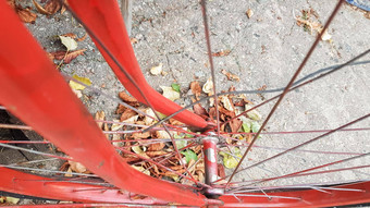 复古的古董红色的自行车关闭迷人的概念经典被遗弃的自行车
