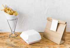 法国薯条食物包裹模拟木表格前