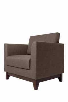 现代棕色（的）织物扶手椅孤立的白色背景严格的风格家具