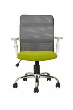 光绿色办公室扶手椅轮子灰色塑料回来白色背景