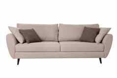 现代灰色织物沙发枕头孤立的白色背景严格的风格家具