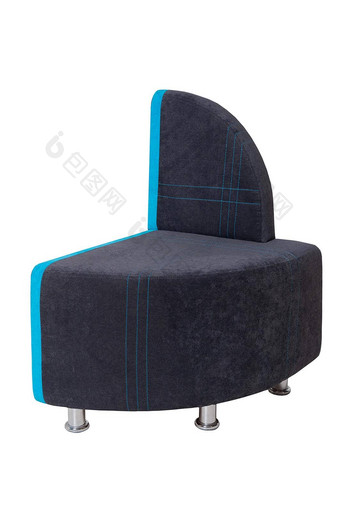 不寻常的有创意的现代灰色的织物椅子蓝色的条纹金属腿严格的风格孤立的白色背景