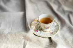 瓷茶能杯热茶表格古董传统的陶器集高茶英语下午茶