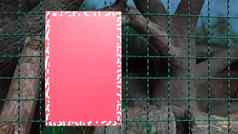 红色的空白金属招牌栅栏艺术作品模板设计空白形式复制空间文本标志