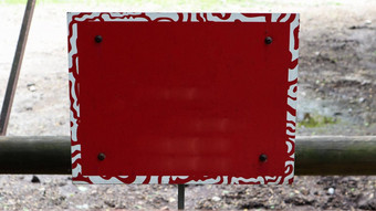 红色的空白金属招牌栅栏艺术作品模板设计空白形式复制空间文本标志