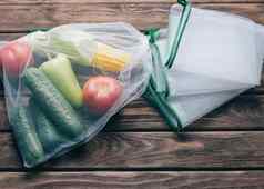 新鲜的蔬菜可重用的生态网袋