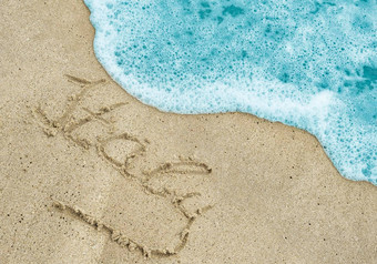 意大利标题光沙子海滩黑色的海海岸意大利刻字登记沙子海滩