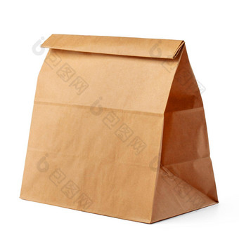 棕色（的）工艺纸袋<strong>包装</strong>模板白色背景