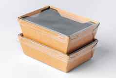 纸板棕色（的）食物盒子包孤立的白色背景