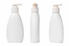 白色塑料瓶洗液体孤立的白色背景