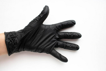 手黑色的外科手术医疗手套孤立的白色背景生产橡胶保护手套卫生卫生标准