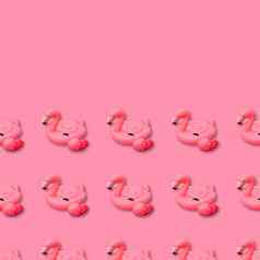 游泳池玩具形状粉红色的火烈鸟无缝的模式火烈鸟充气减少
