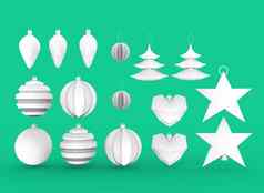 圣诞节树玩具装饰白色背景d渲染