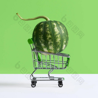 西瓜玩具<strong>超市</strong>电车西瓜填充<strong>杂货</strong>店商店购物车孤立的白色绿色
