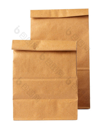 棕色（的）工艺纸袋包装模板白色背景