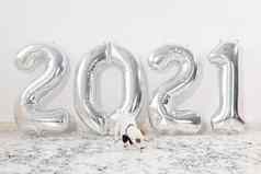 杰克罗素梗狗气球形式数字一年庆祝活动银空气气球假期聚会，派对装饰