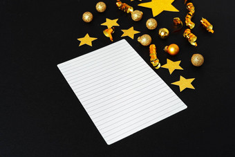 空白表纸金装饰星星一年决议概念