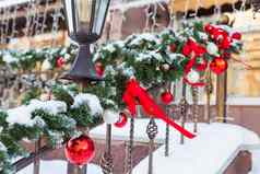 圣诞节城市景观装修栏杆玄关夏娃假期圣诞节装饰物磁带冬天假期