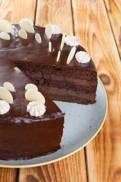 减少巧克力蛋糕板木表格
