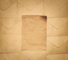古董棕色（的）信封纸背景纹理前视图平躺复制空间业务教育古董乡村概念