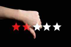 坏审查拇指红色的星星坏服务不喜欢坏质量客户经验评级社会媒体概念背景