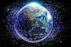 地球cryptocurrency区块链物联网沟通技术互联网业务全球网络电信地球元素图像有家具的美国国家航空航天局
