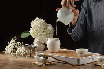 茶表格仪器茶壶杯绿色茶