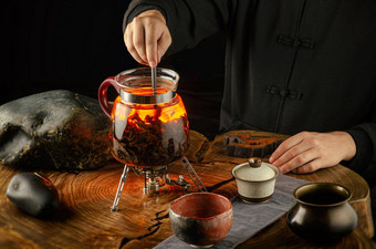 茶仪式酝酿茶火玻璃茶壶