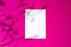 广告模型白色空白的名片明亮的粉红色的背景