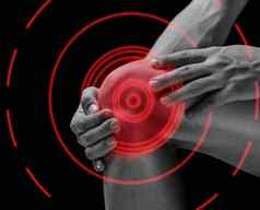 疼痛膝盖联合疼痛区域红色的颜色