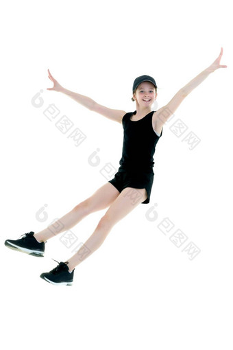 概念健身体操体育女孩体操运动员执行跳