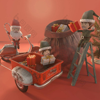 插图圣诞节出售促销活动<strong>模板</strong>概念购物在线圣诞<strong>老人老人</strong>精灵古董踏板车复制空间标志文本