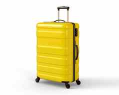 黄色的旅行手提箱白色背景