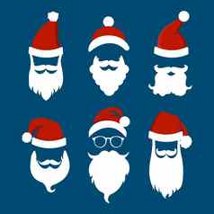 圣诞老人帽子胡子胡子圣诞节元素节日设计插图