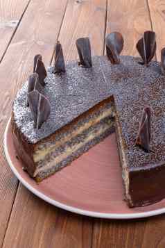 减少巧克力蛋糕板木表格
