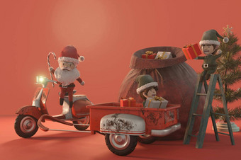 插图圣诞节出售促销活动<strong>模板</strong>概念购物在线圣诞<strong>老人老人</strong>精灵古董踏板车复制空间标志文本