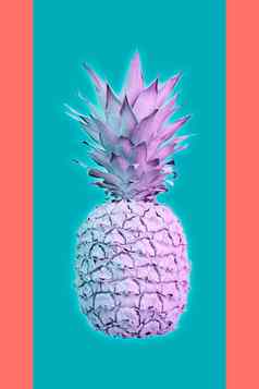 当代艺术拼贴画菠萝异国情调的热带水果流行艺术完美的邀请问候卡片海报