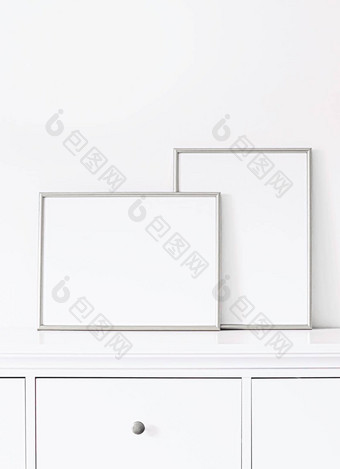 银框架白色家具奢侈品首页装饰设计模型海报打印可打印的艺术在线商店展示