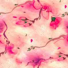 粉红色的开花花无缝的苹果背景