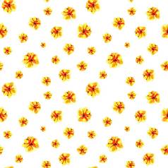 可爱的花无缝的模式插图黄色的花