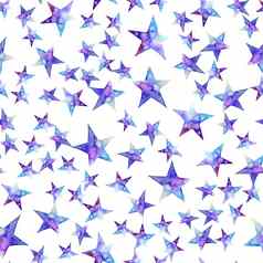 无缝的模式色彩斑斓的水彩明星图标插图白色背景蓝色的紫罗兰色的孤立的手绘