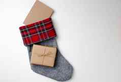 圣诞节长袜包装礼物白色背景