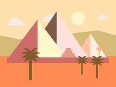 沙漠埃及金字塔日落平插图