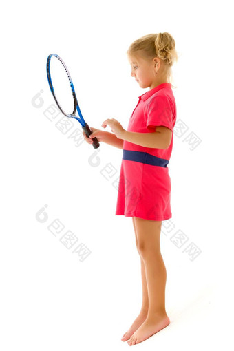 女孩持有网球球拍<strong>手游</strong>戏体育概念