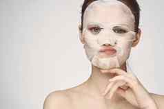 女人化妆品面具面部皮肤护理复兴