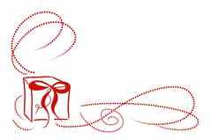 礼物盒子红色的弓白色背景复制空间插图