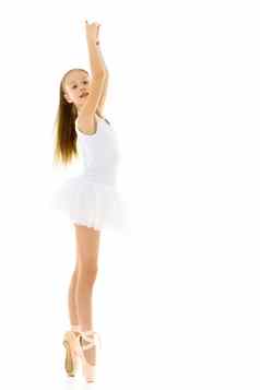 可爱的女孩图图尖端鞋子跳舞工作室白色背景