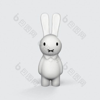 问候卡白色复活节兔子有趣的兔子复活节兔子d-illustrationd渲染
