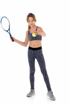 十几岁的女孩网球球员异域